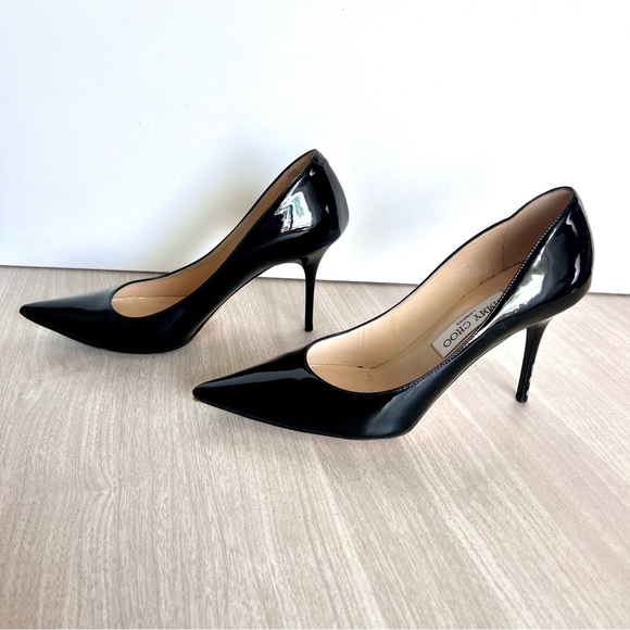 Jimmy Choo Black Patent Leather Stiletto Pumps Preppy Classic EU 38.5/ US 8 - Picture 5 of 15